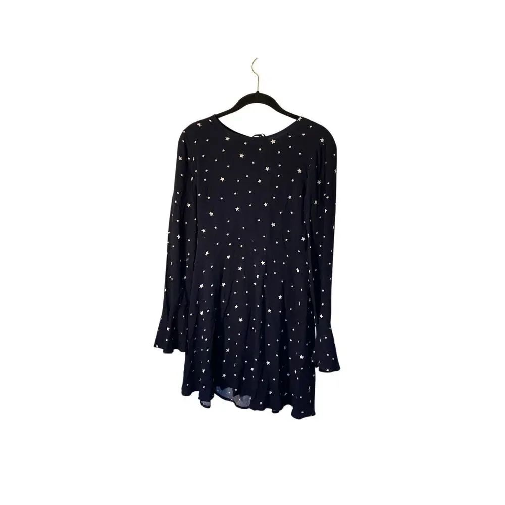 Forever 21 women’s navy blue star print celestial Boho whimsigoth dress S